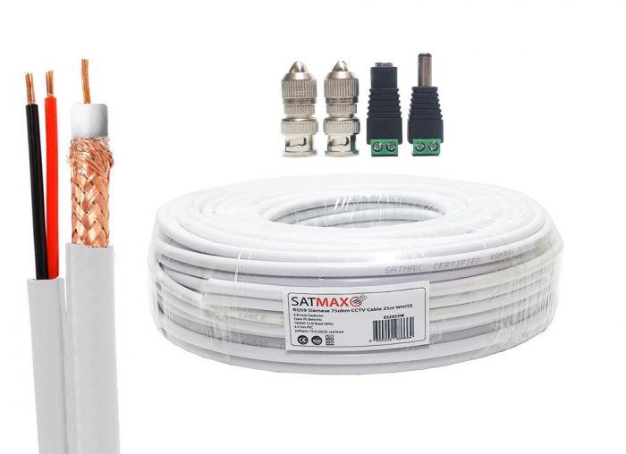 Satmax 25m White Siamese RG59 Video + 2 Core Power CCTV Cable-0