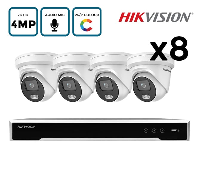 Hikvision 8 Camera 4MP ColorVU with Mic PoE CCTV Kit CCTV101