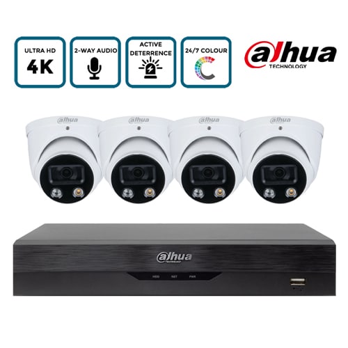 Dahua 4/8 Camera 8MP (4K) TiOC PRO Dual Light Active Deterrence PoE CCTV Kit