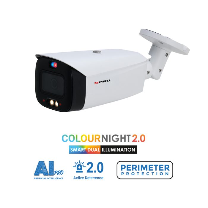 SPRO 8MP TiOC 2.0 Colour Night Active Deterrence Bullet Network Camera DHIPQ80/28LRW/30-D-V2