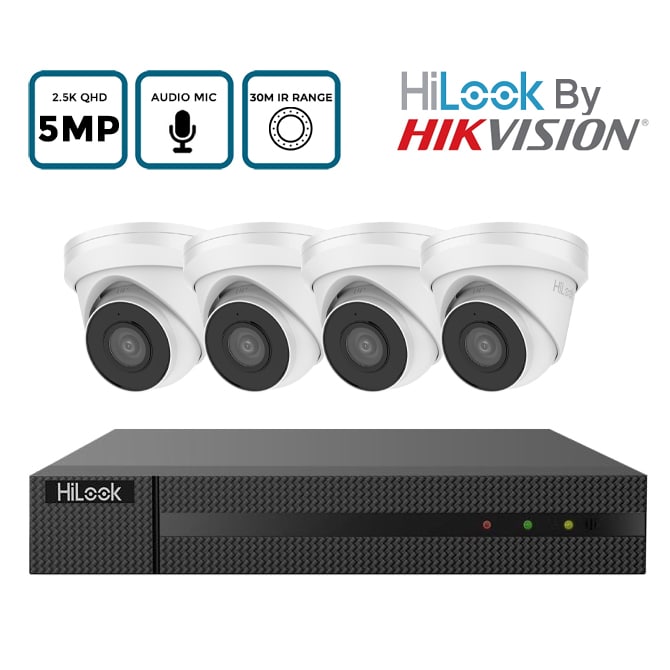 Hilook by Hikvision 4/8 Camera 5MP PoE CCTV Kit with Audio Recording