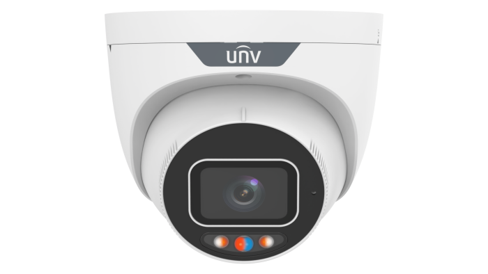 UNV TriGuard 2.0 8MP DualLight IP Turret with Two Way Talk & Active Deterrence White
