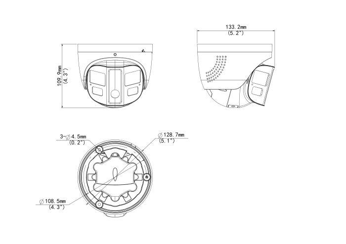 UNV 8MP ColorHunter OmniView Series Panoramic Active Deterrence Fixed Turret Camera White - Image 5