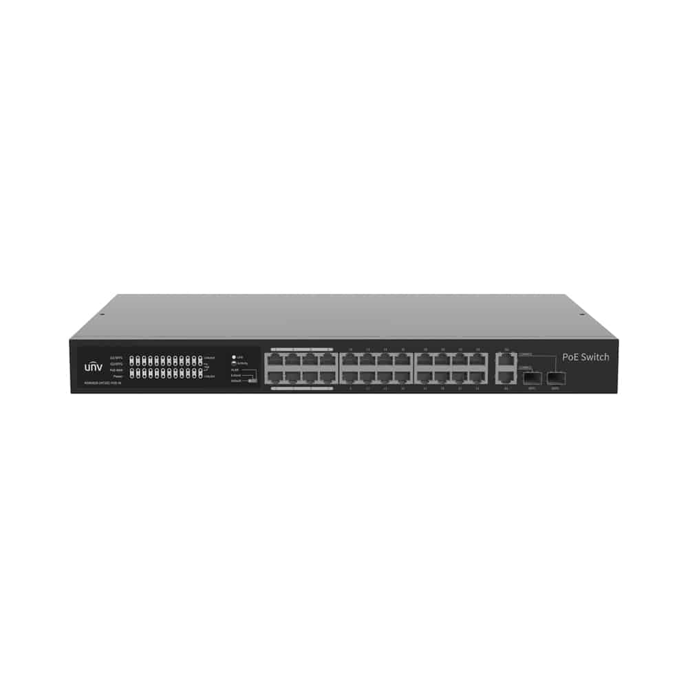 UNV Unmanaged 24 Port PoE Switch with 2x Uplink & 2x SFP Ports
