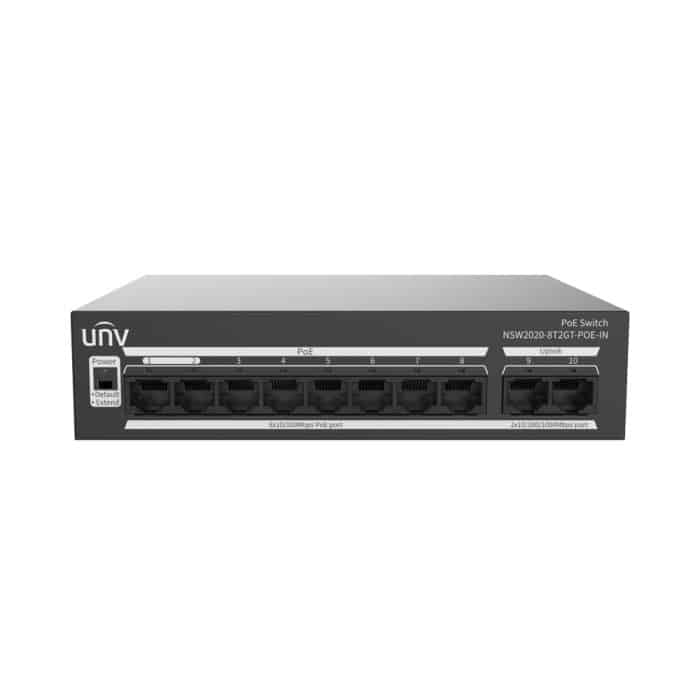 UNV Unmanaged 8 Port PoE Switch with 2x Uplink Ports