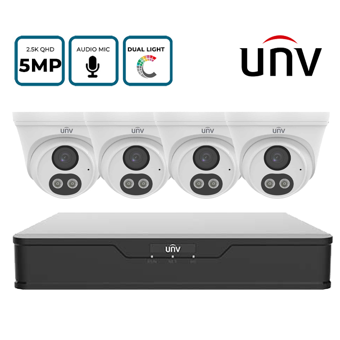 UNV 4/8 Camera 5MP Dual Light ColorHunter CCTV Kit with Audio Recording