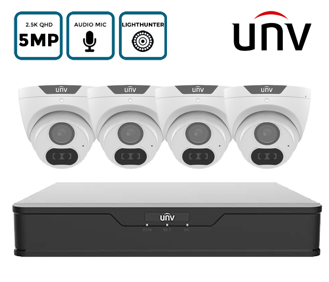 UNV 4/8 Camera 5MP LightHunter CCTV Kit with Audio Recording