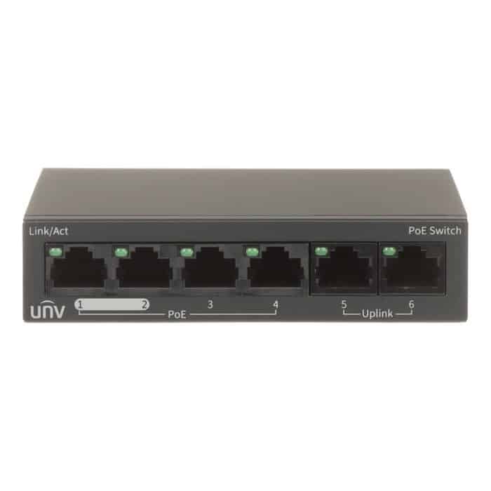 UNV Unmanaged 4 Port PoE Switch with 2x Uplink Ports