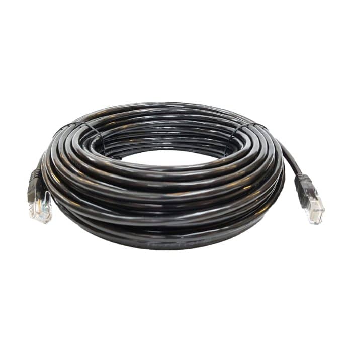 20m Black Cat5e CCTV Camera Cable with RJ45 Waterproof Grommet