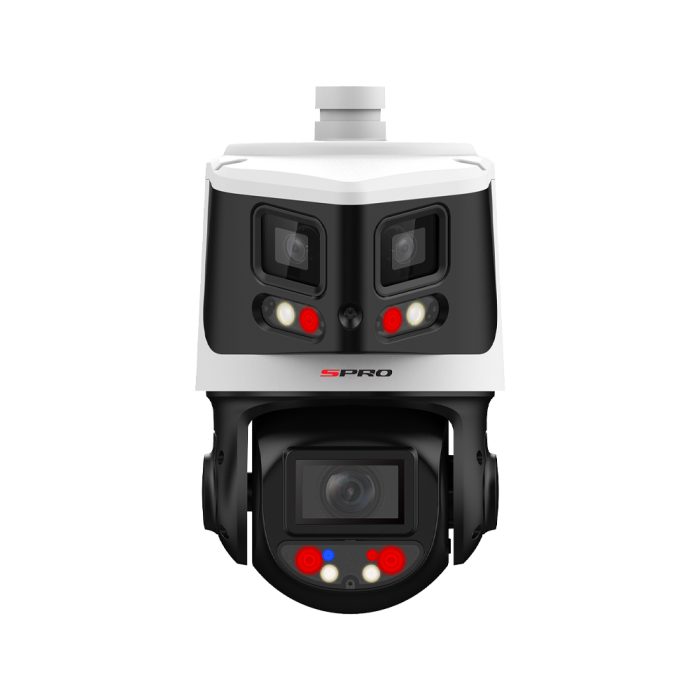 SPRO 4MP + 2x4MP Duo Panoramic Colour Night 10x Zoom Network PTZ Camera with Active Deterrence & 2-Way Audio