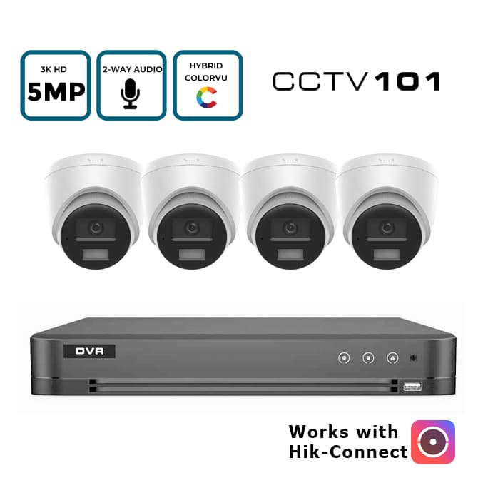CCTV101 4/8 Camera 5MP (3K) Hybrid LiveGuard ColorVu PoE CCTV Kit with 2-Way Audio