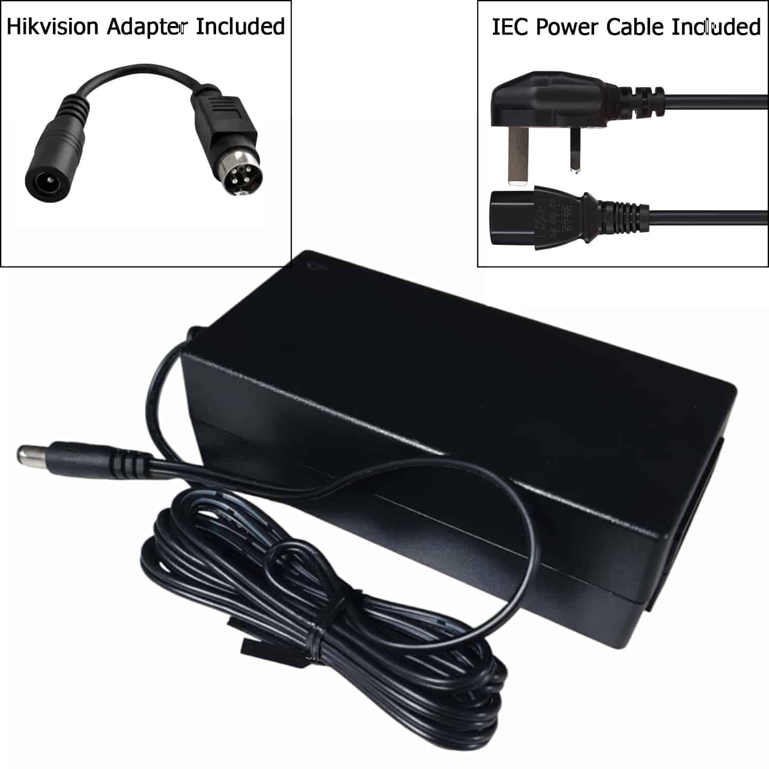 DC 12V 5A Power Supply with 4-Pin Adapter for Hikvision CCTV DVR