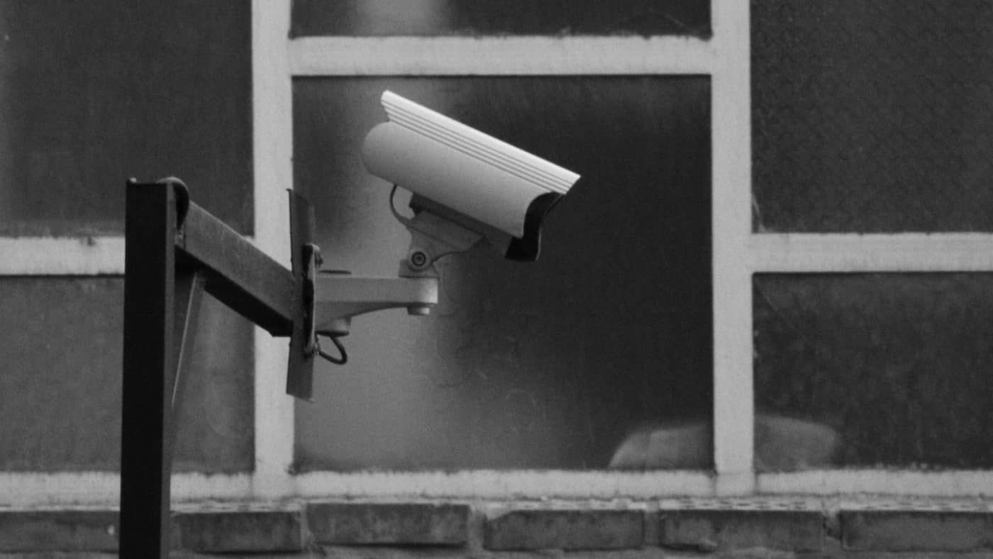 Monochrome CCTV camera image at night