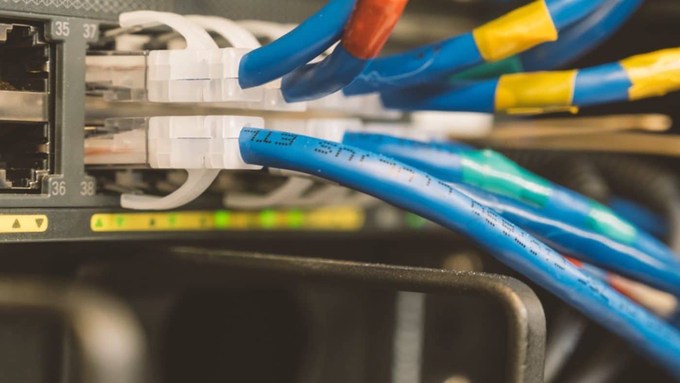 Network switch with an ethernet cable connected