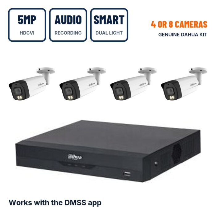 Dahua 4/8 Camera 5MP Smart Dual Light Bullet CCTV Kit with Audio Recording