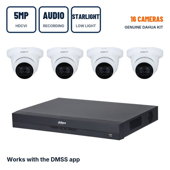Dahua 16 Camera 5MP Starlight Eyeball CCTV Kit with Audio Recording
