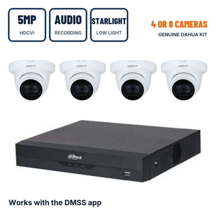 Dahua 4/8 Camera 5MP Starlight Eyeball CCTV Kit with Audio Recording
