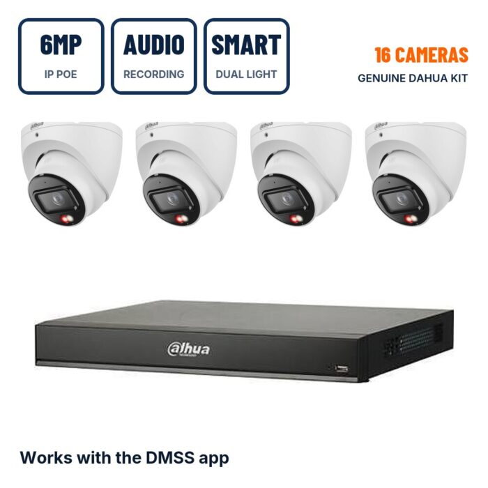 Dahua 16 Camera 6MP Smart Dual Light PoE CCTV Kit with Audio Recording