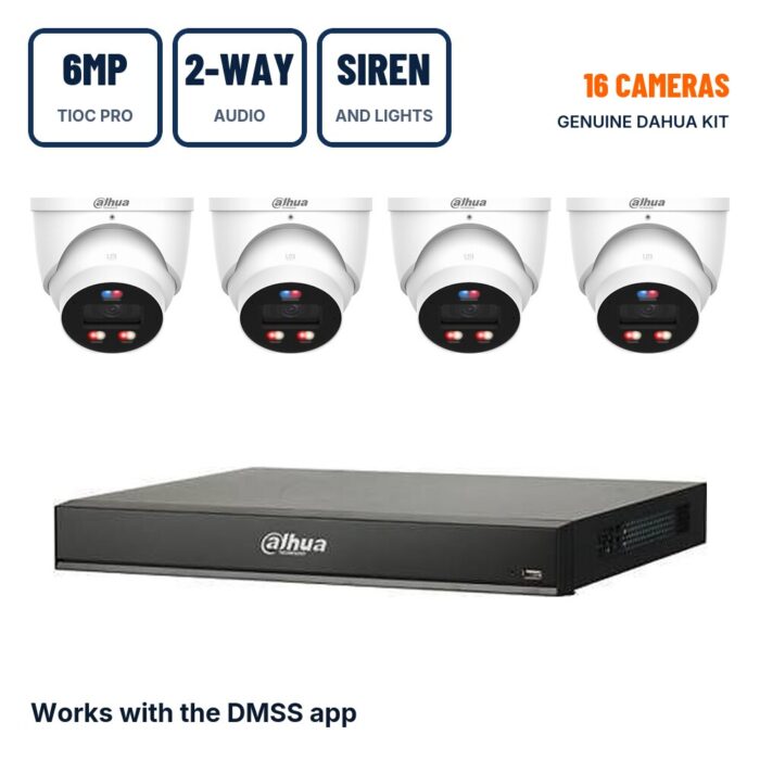 Dahua 16 Camera 6MP TiOC PRO Smart Dual Light Active Deterrence PoE CCTV Kit with 2-Way Audio
