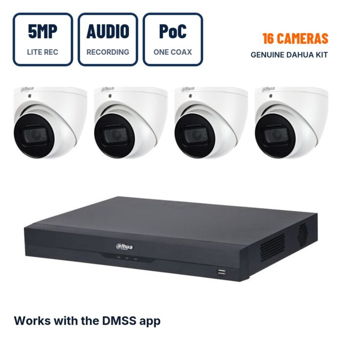 Dahua 16 Camera 5MP Lite Starlight PoC CCTV Kit with Audio Recording