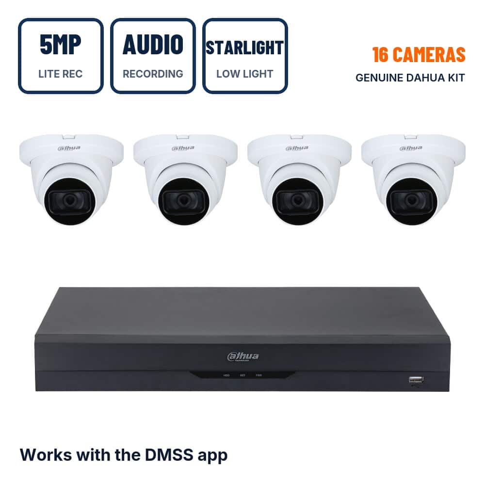 Dahua 16 Camera 5MP Lite Starlight Eyeball CCTV Kit with Audio Recording
