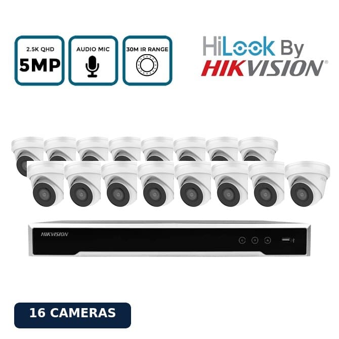 Hilook by Hikvision 16 Camera 5MP PoE CCTV Kit with Audio Recording