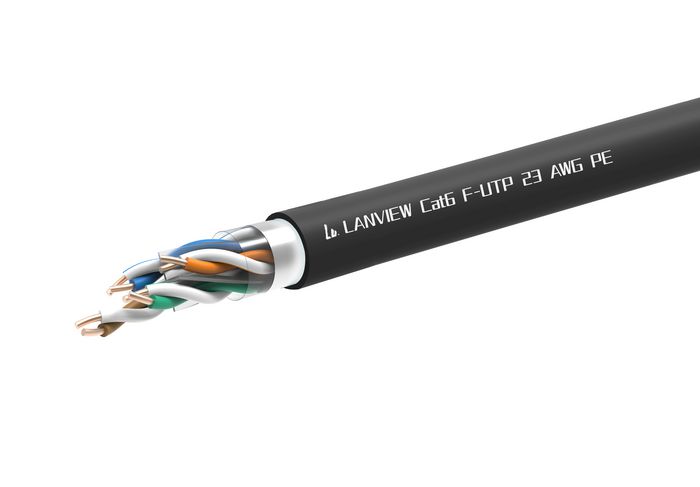 Lanview 305m Cat6 F/UTP Outdoor Network Cable, Solid Copper, Black PE LVN-CAT6PE-FUTP-305M