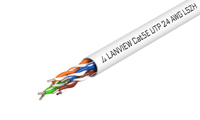 Lanview 305m Cat5e U/UTP Indoor Network Cable, Solid Copper, White LSZH LVN122014