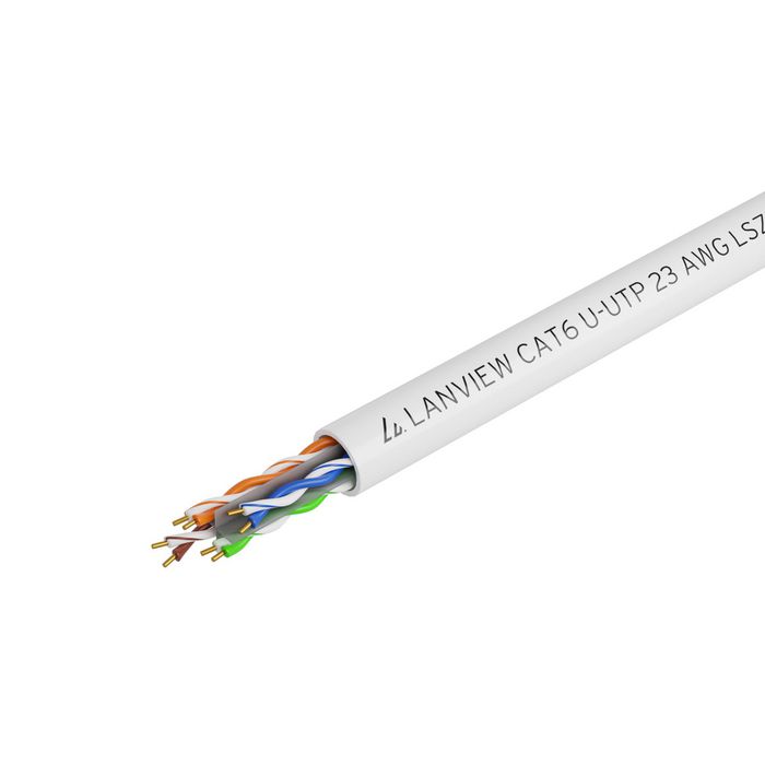 Lanview 305m Cat6 U/UTP Indoor Network Cable, Solid Copper, White LSZH LVN122114