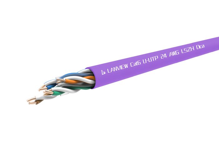 Lanview 305m Cat6 U/UTP Indoor Network Cable, Solid Copper, Purple LSZH LVN122150