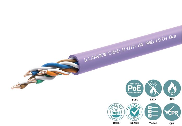 Lanview 305m Cat5e U/UTP Indoor Network Cable, Solid Copper, Purple LSZH LVN122152